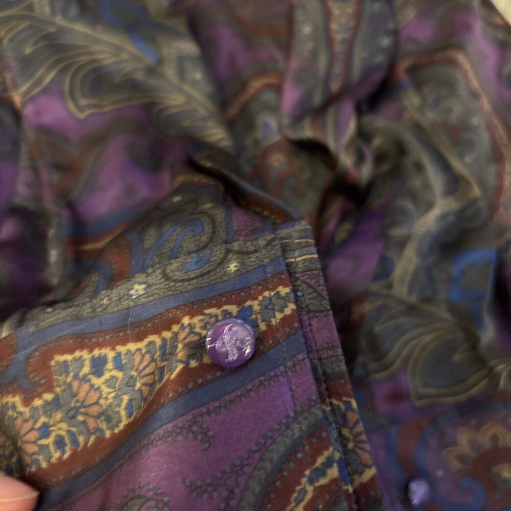 Ralph Lauren Collection Purple Label Maxi Shirt Dress Paisley Button Up Silk 4 S - Picture 7 of 12